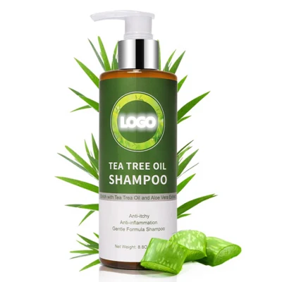 Champú para el cabello con aceite de árbol de té orgánico natural antiinflamación anticaspa personalizado