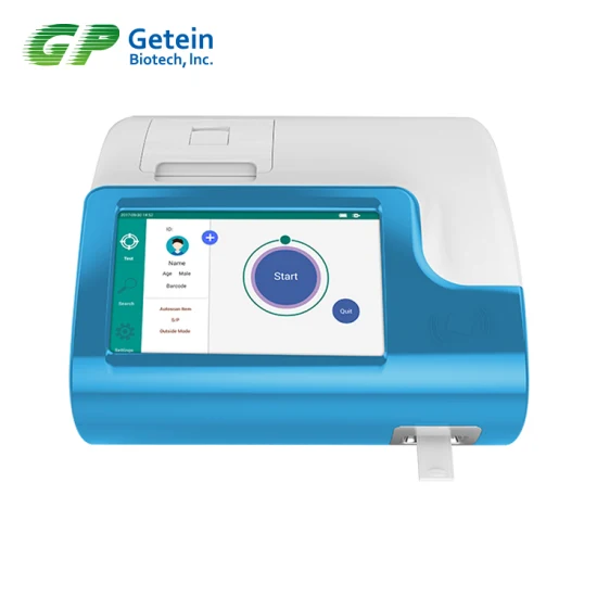 Getein 1100 Inmunoassay Poct Analyzer Instrumentos analíticos clínicos para T3/T4/Tsh/D Dimer/Ckmb/Crp/Hba1c/Vitamina D Test Analyzer